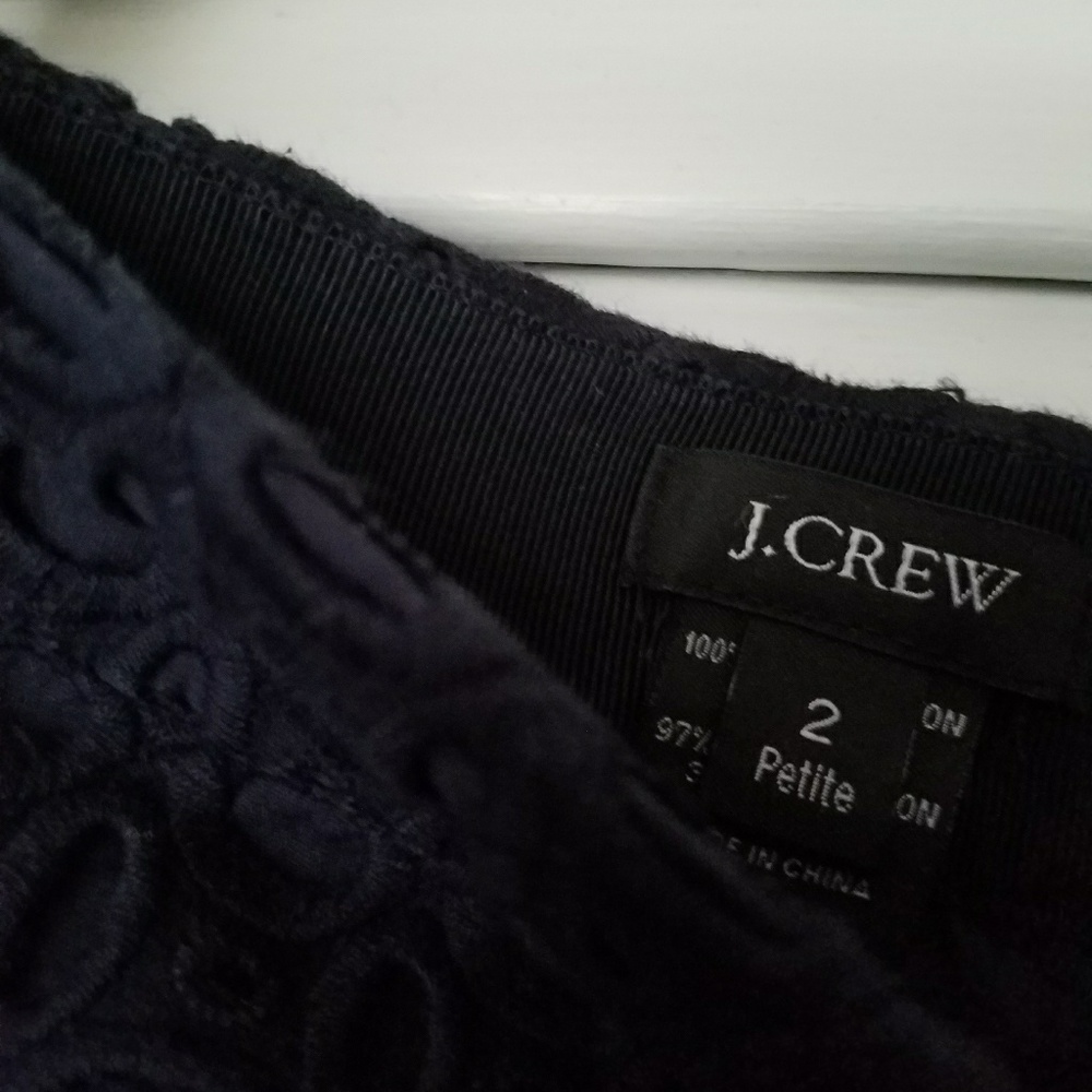 J. Crew Navy Eyelet Pencil Skirt 2P